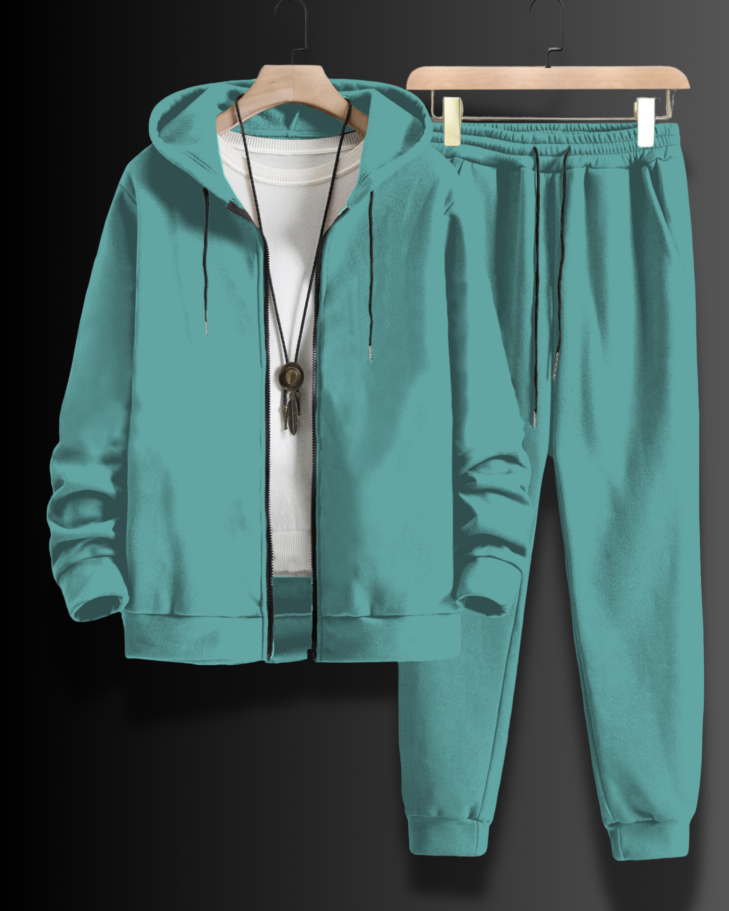 *TURQUOISE BLUE* Zipper Hoodie & Joggers Set #183
