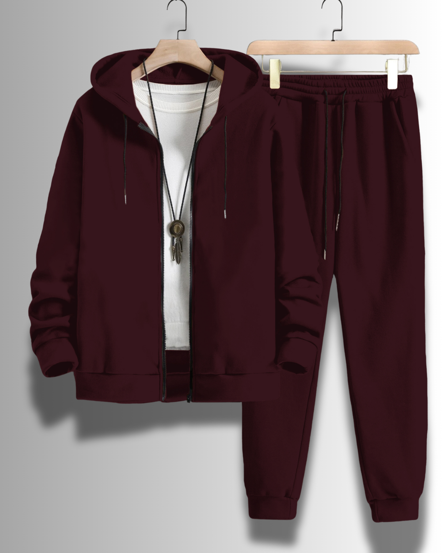 *WINE RED* Zipper Hoodie & Joggers Set #176