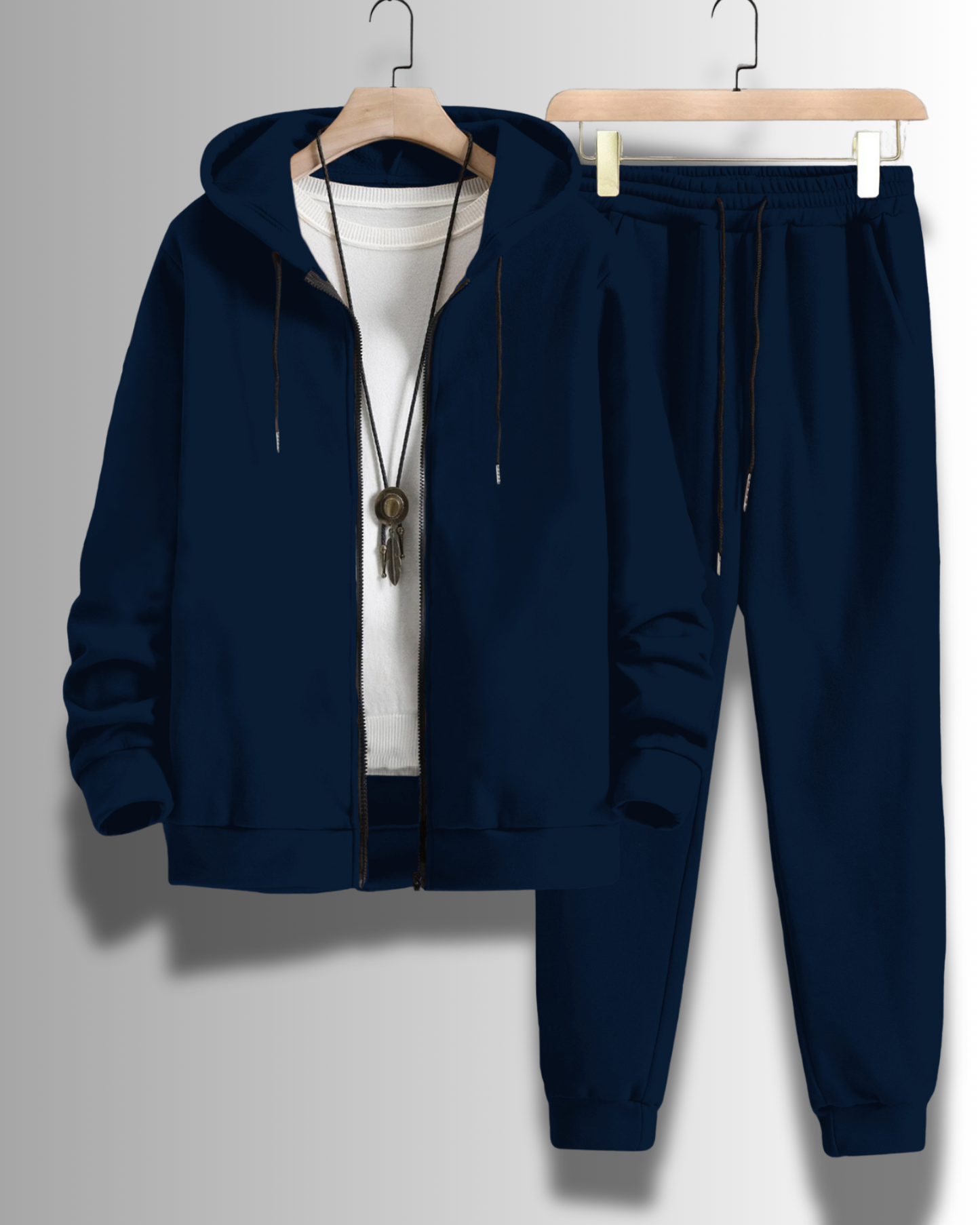 *NAVY BLUE* Zipper Hoodie & Joggers Set #181