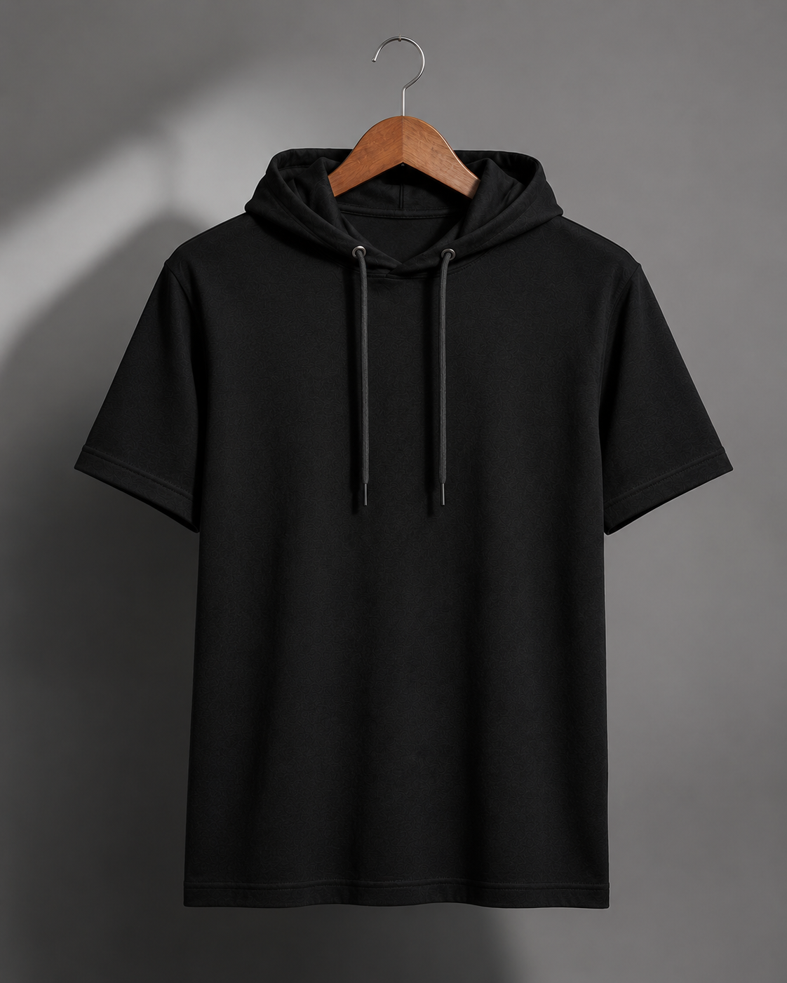Midnight Black - Hooded Tee in Premium Cotton #226