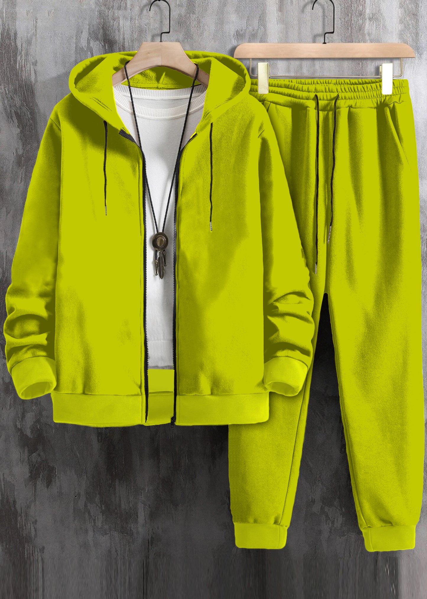 *NEON GREEN* Zipper Hoodie & Joggers Set #184