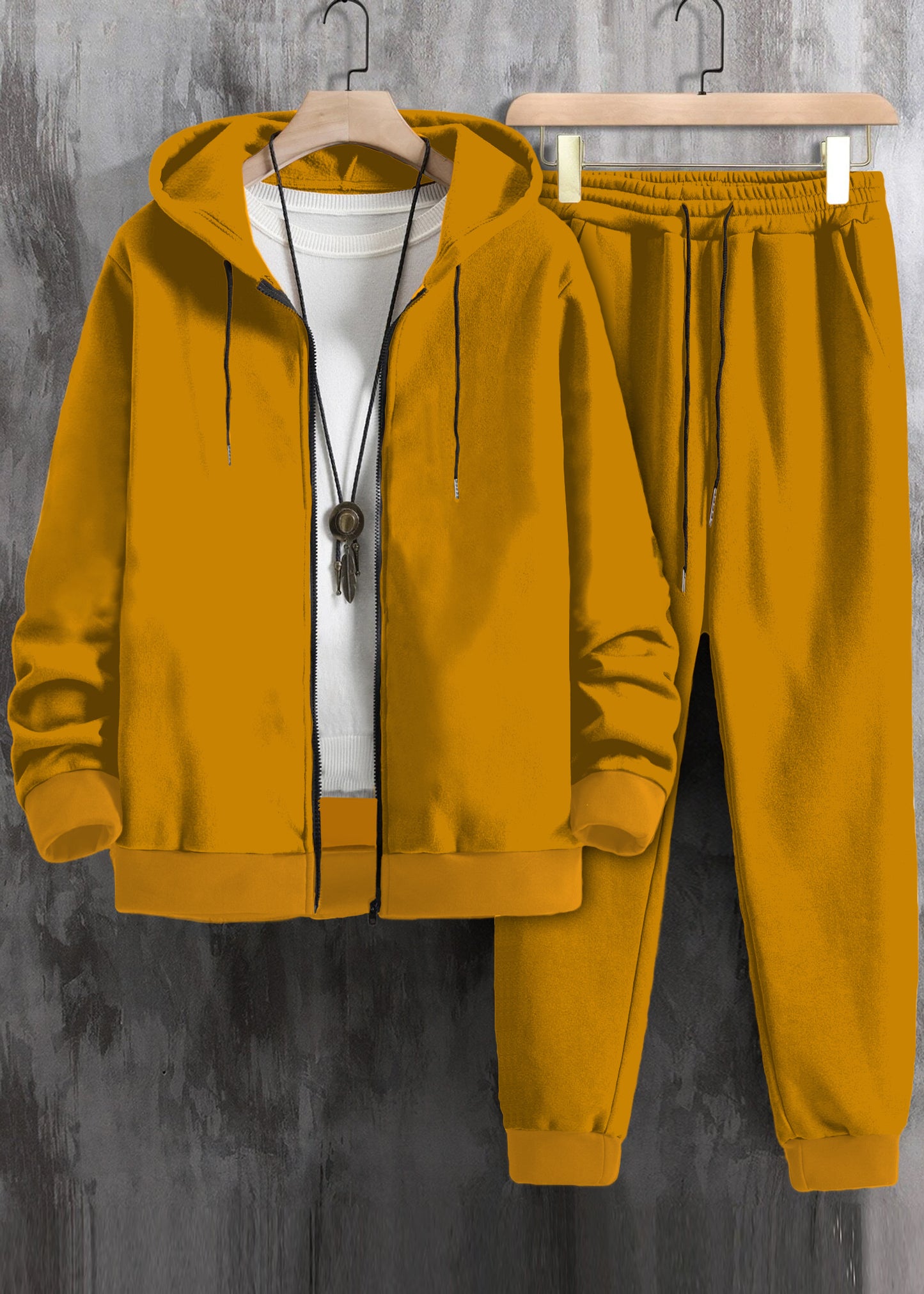 *ELECTRIC YELLOW* Zipper Hoodie & Joggers Set #185