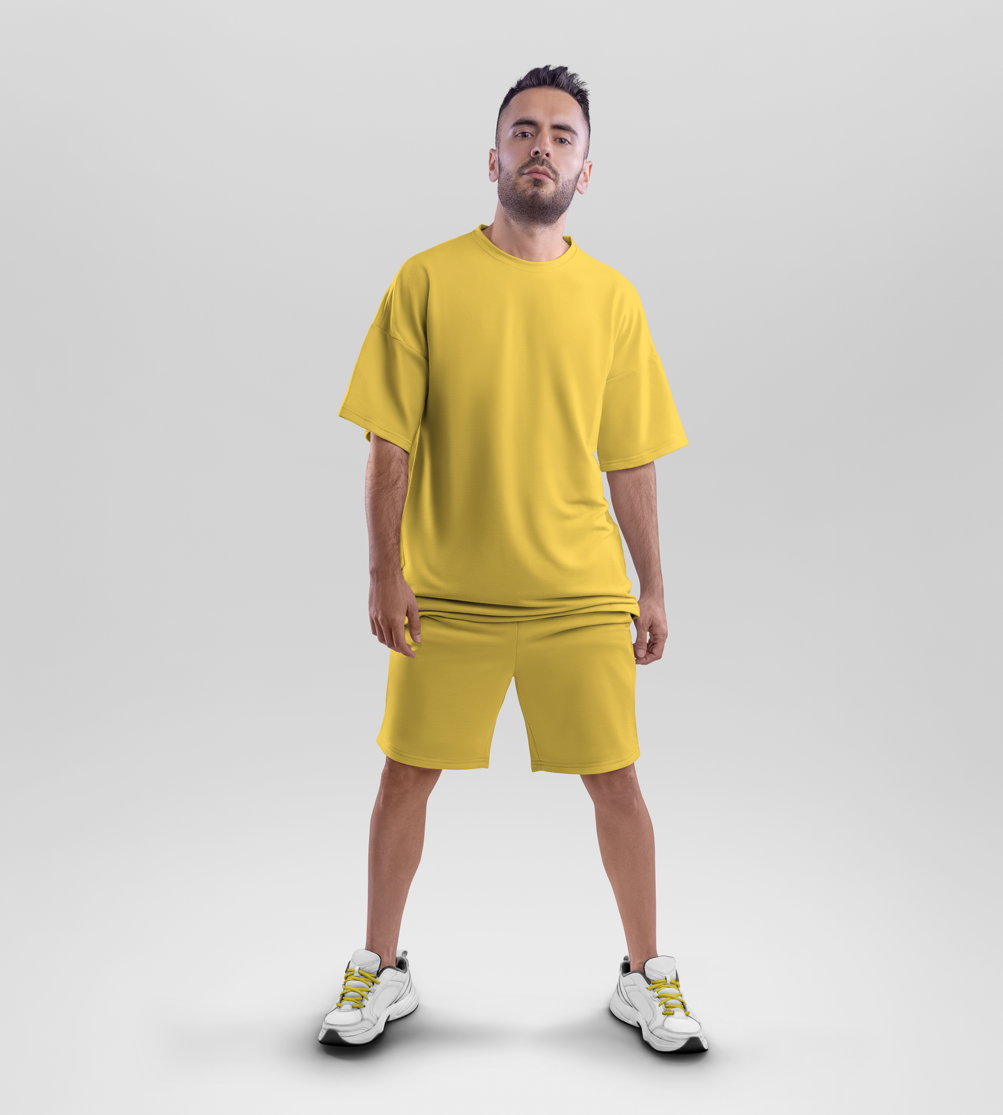 Oversized T-shirt & Shorts Set (Electric Yellow) #079