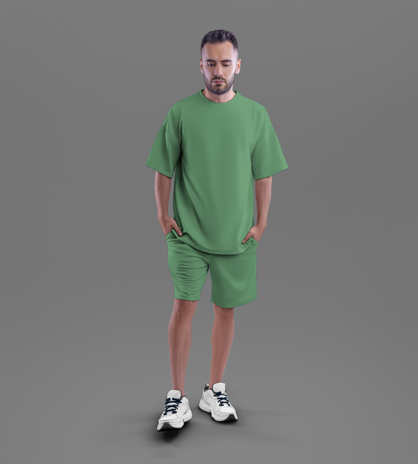 Oversized T-shirt & Shorts Set (Mint Green) #083