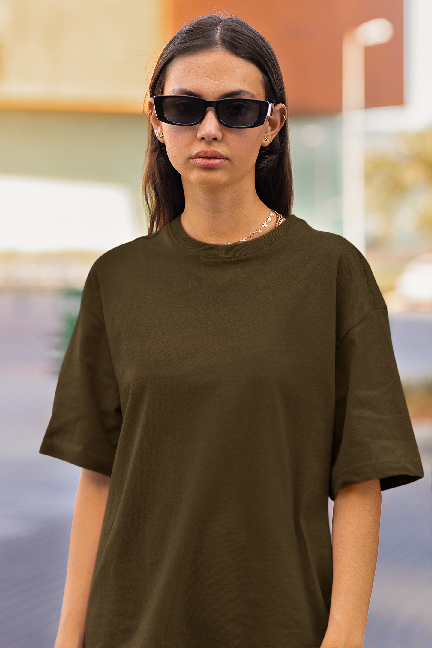 Organic Cotton Oversized T-shirt (Dark Brown) #165