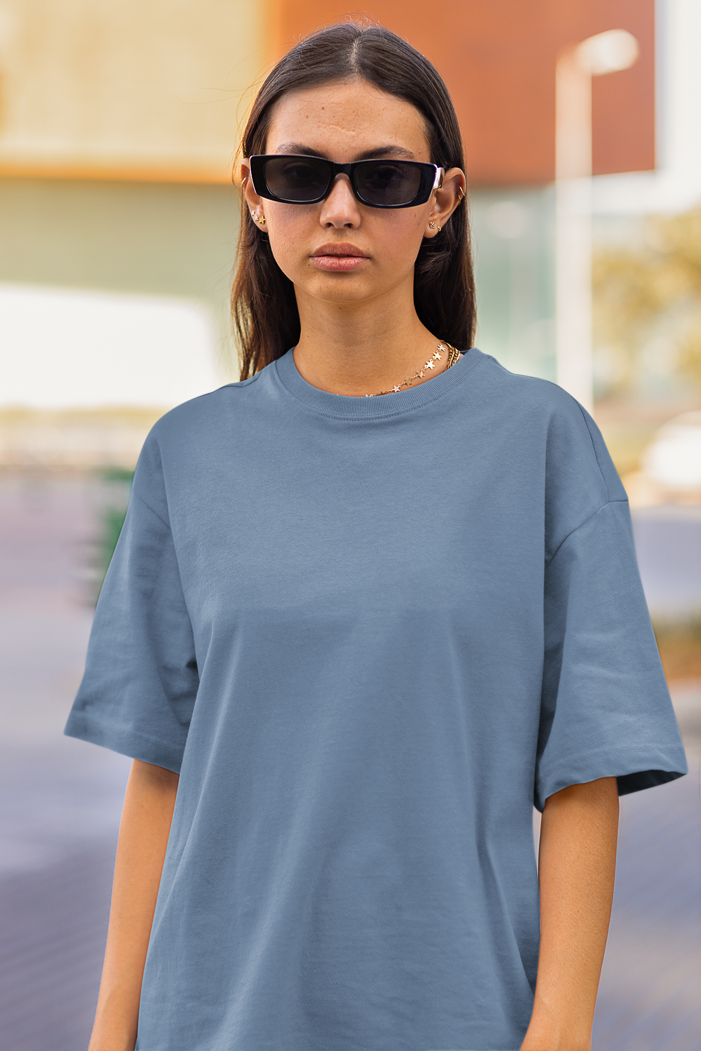 Organic Cotton Oversized T-shirt (Pastel Blue) #170