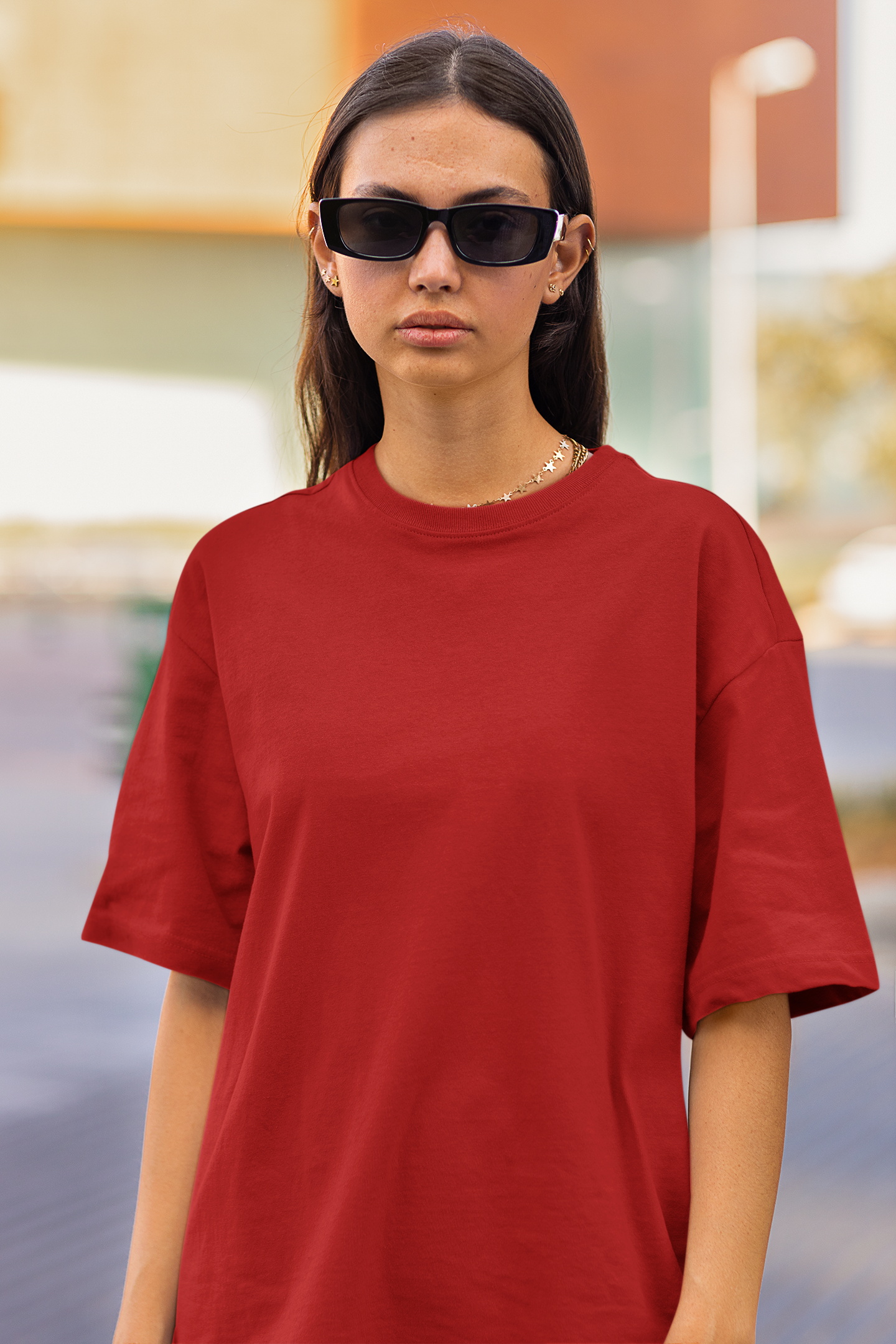 Organic Cotton Oversized T-shirt (Red) #172