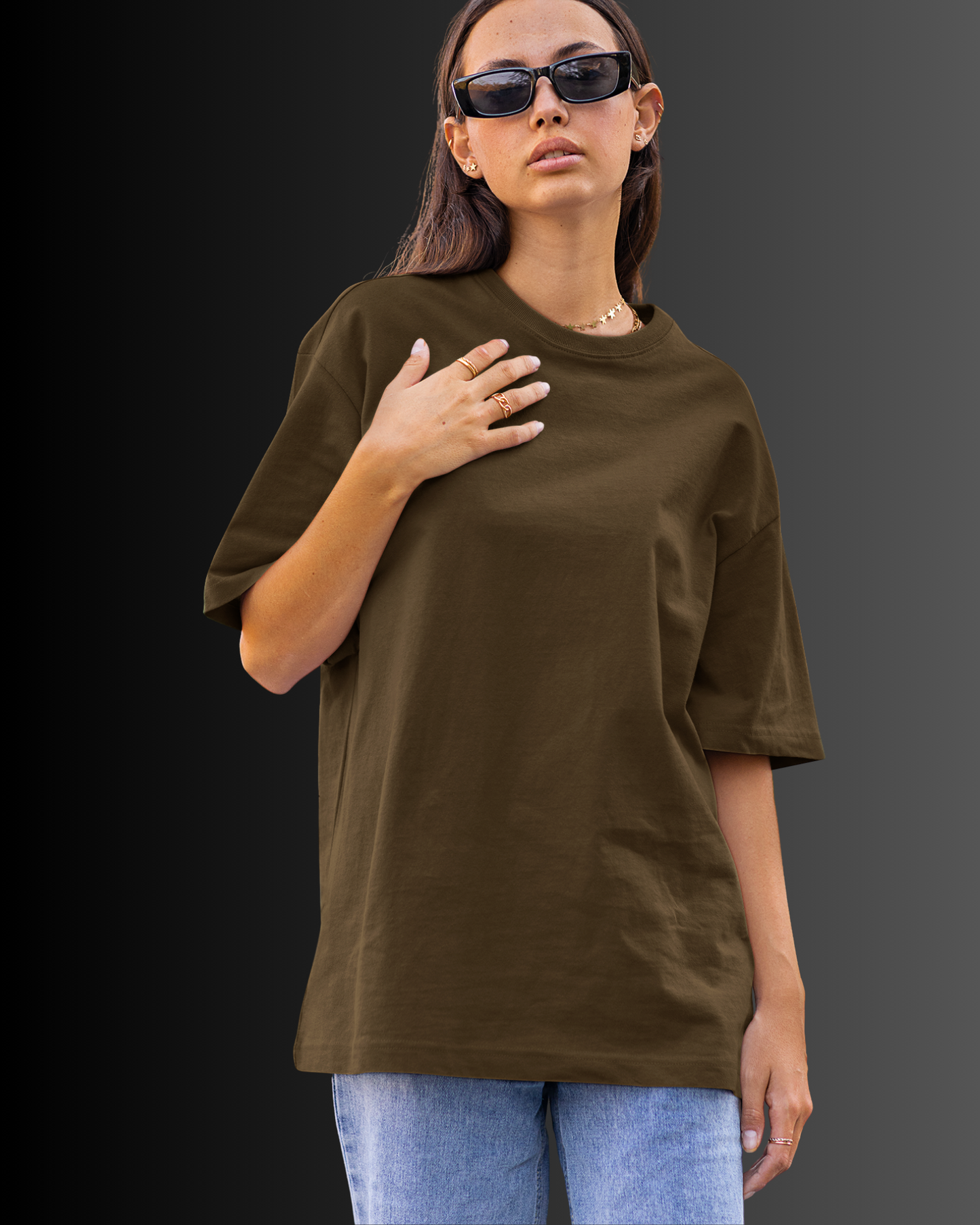 Organic Cotton Oversized T-shirt (Dark Brown) #165