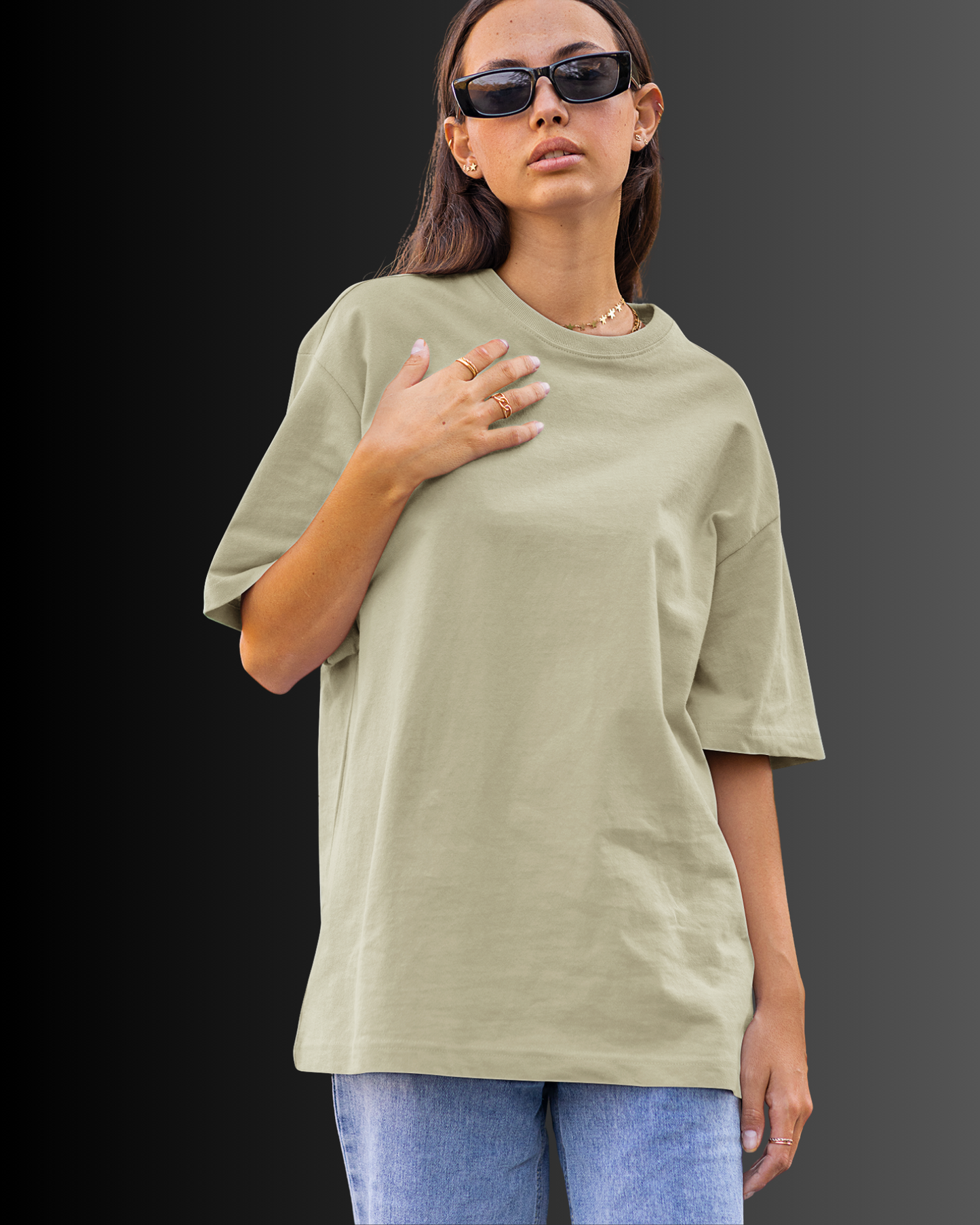 Organic Cotton Oversized T-shirt (Beige) #163