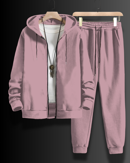 *PASTEL PINK* Zipper Hoodie & Joggers Set #179