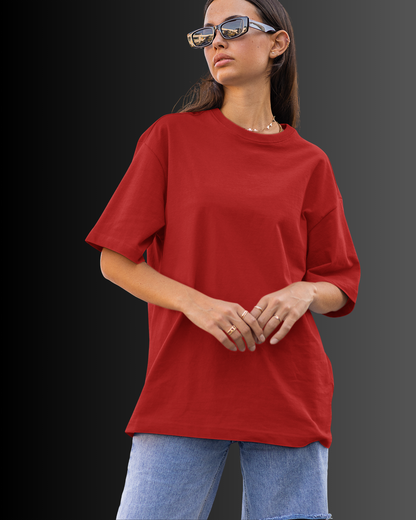 Organic Cotton Oversized T-shirt (Red) #172