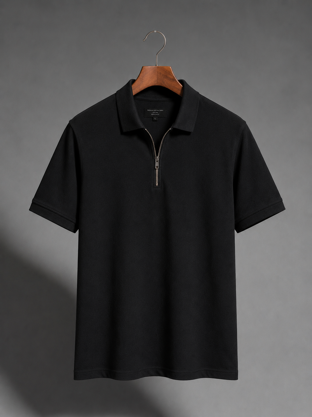 Premium Cotton Polo Tee (Rich Black) #222