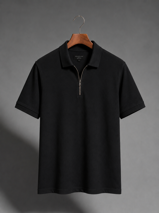 Premium Cotton Polo Tee (Rich Black) #222