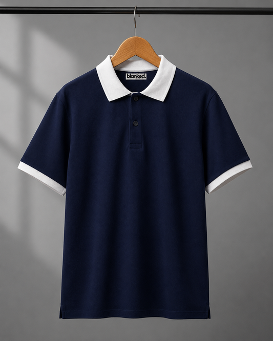 Premium Cotton Polo Tee (Navy Blue) #111