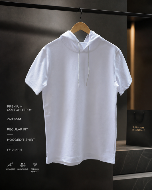 Vanilla White - Hooded Tee in Premium Cotton #227