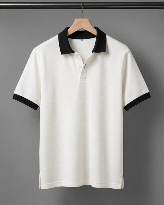 Premium Cotton Polo Tee (Vanilla White) #207